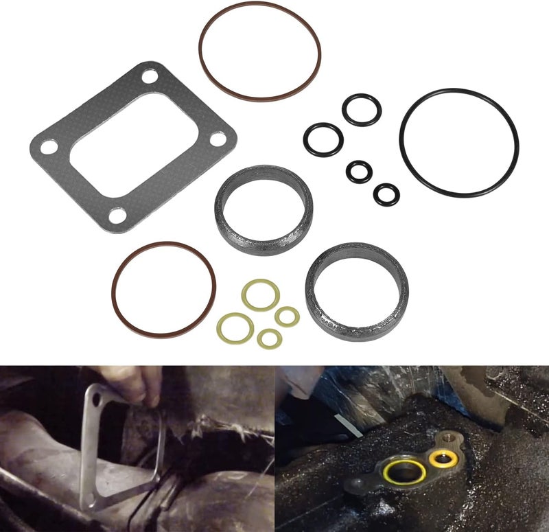 Bzsunway Yellow O-Ring Gaskets Kit & ES 72468 Turbo Mounting Gasket Set for 1994-2003 Ford 7.3L Powerstroke Diesel Turbo Pedestal - Image 1